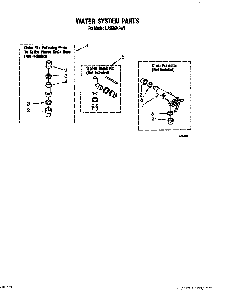 WATER SYSTEM Diagram and Parts List for LA5599XPW4  Whirlpool Washer