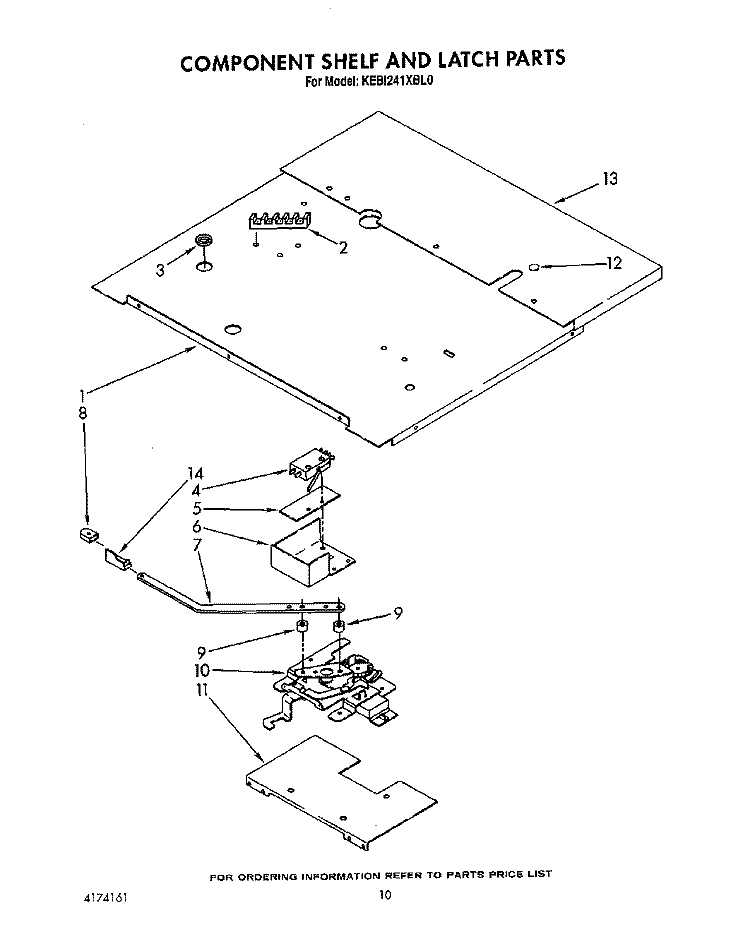 COMPONENT SHELF AND LATCH Diagram and Parts List for KEBI241XBL0  KitchenAid Wall Oven