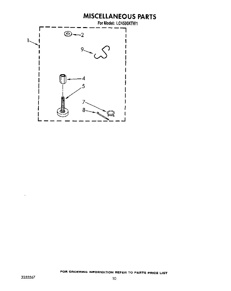 MISCELLANEOUS, LIT/OPTIONAL Diagram and Parts List for LC4500XTW1  Whirlpool Washer