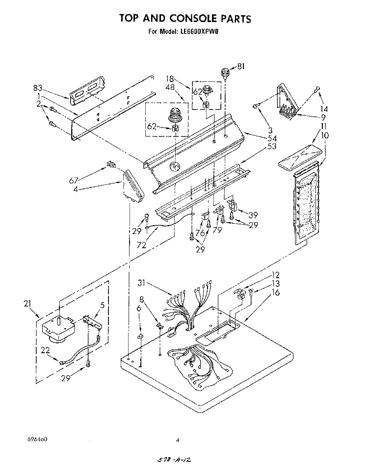 SECTION Diagram and Parts List for LE6600XPW0  Whirlpool Dryer