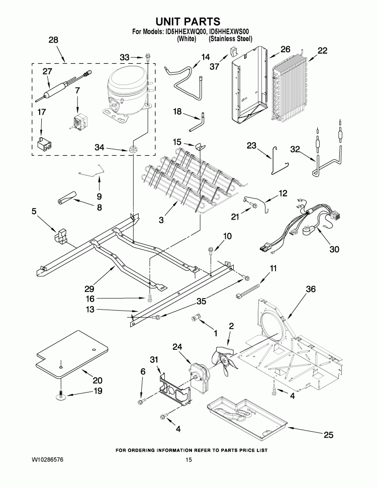 UNIT PARTS Diagram and Parts List for ID5HHEXWS00  Whirlpool Refrigerator