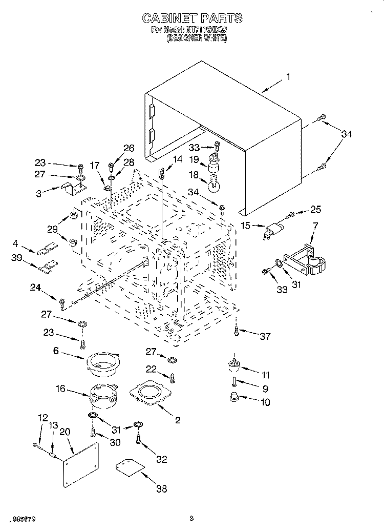CABINET, LITERATURE Diagram and Parts List for MT7118XDQ3  Whirlpool Microwave