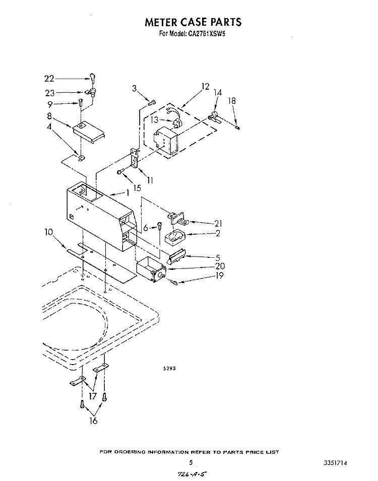 METER CASE Diagram and Parts List for CA2751XSW5  Whirlpool Washer