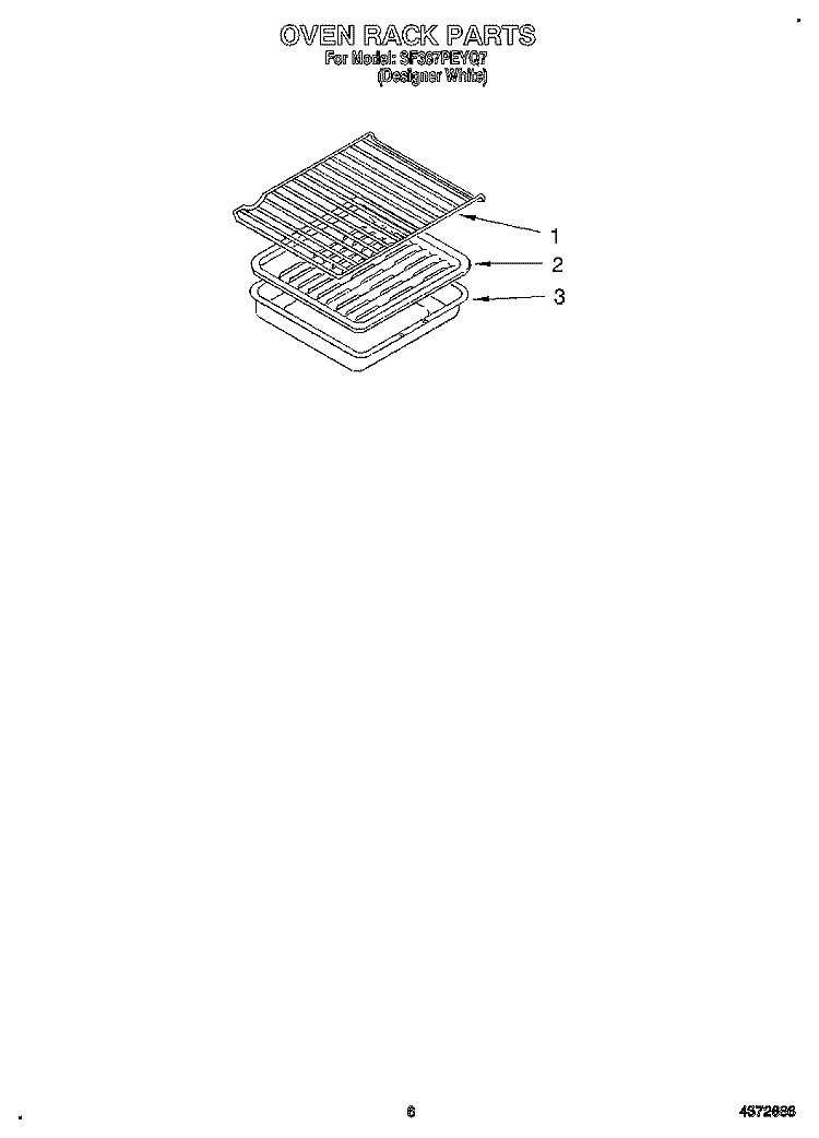 OVEN RACK, LITERATURE Diagram and Parts List for SF367PEYQ7  Whirlpool Range