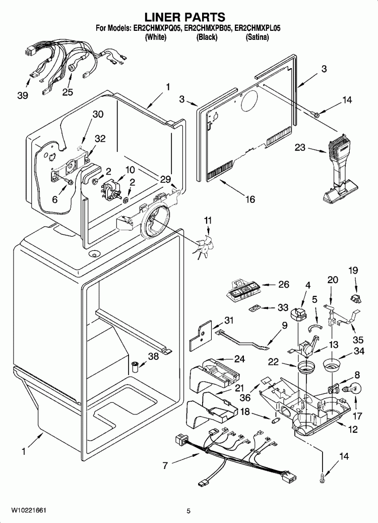 LINER PARTS Diagram and Parts List for ER2CHMXPB05  Whirlpool Refrigerator