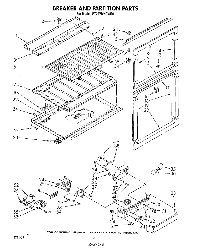 BREAKER AND PARTITION Diagram and Parts List for ET20VMXRWR0  Whirlpool Refrigerator