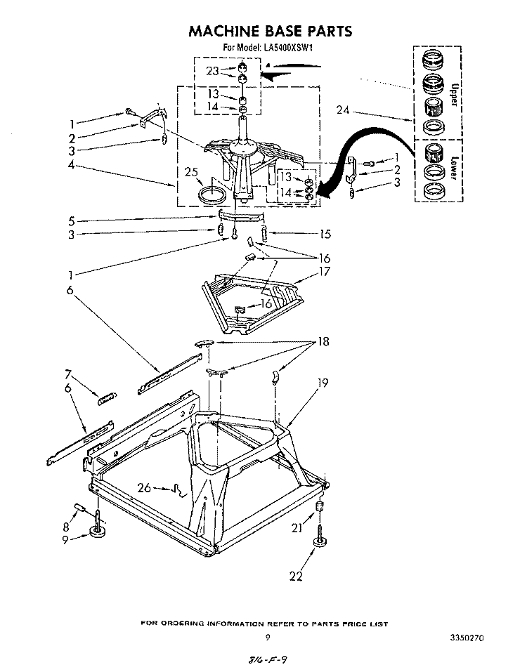 MACHINE BASE Diagram and Parts List for LA5400XSW1  Whirlpool Washer