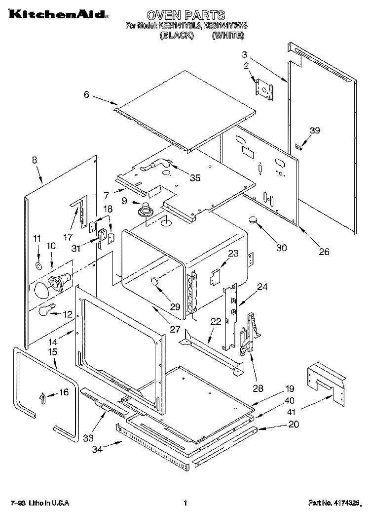 OVEN, OPTIONAL Diagram and Parts List for KEBI141YWH3  KitchenAid Wall Oven