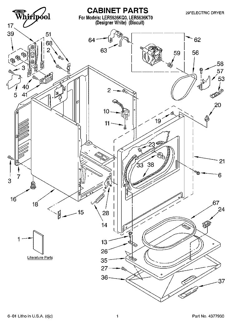 SECTION Diagram and Parts List for LER5636KT0  Whirlpool Dryer