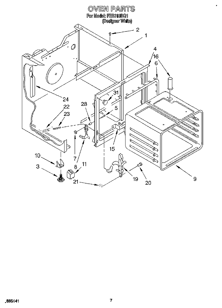OVEN Diagram and Parts List for FES310BQ1  Roper Range
