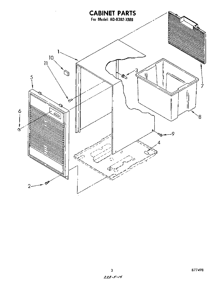 SECTION Diagram and Parts List for AD0302XM0  Whirlpool Dehumidifier