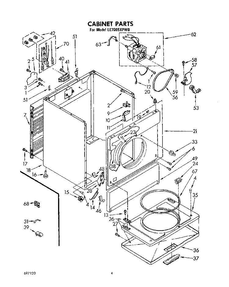 SECTION Diagram and Parts List for LE7005XPW0  Whirlpool Dryer