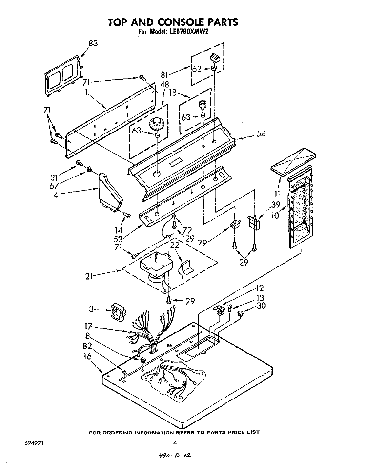SECTION Diagram and Parts List for LE5780XMW2  Whirlpool Dryer