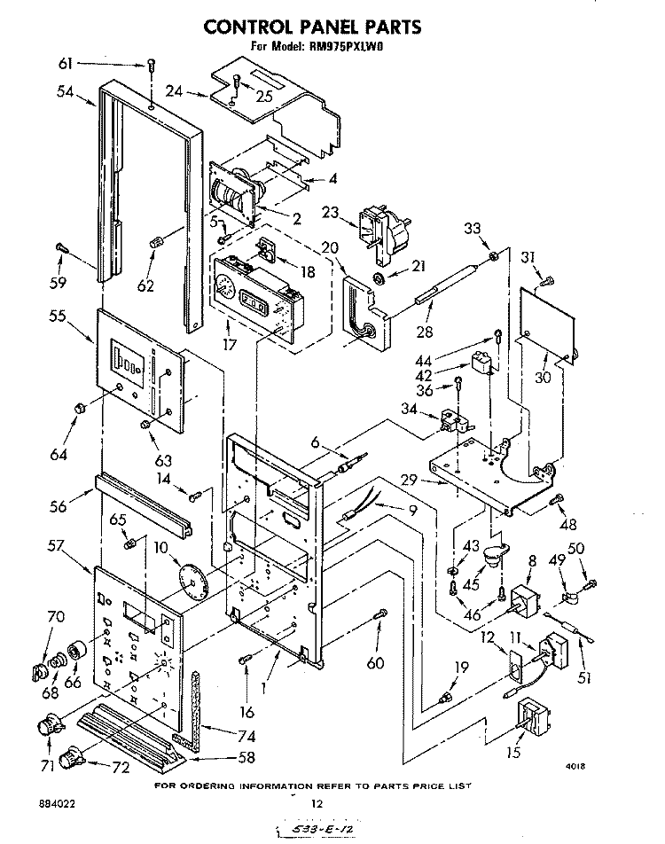 CONTROL PANEL Diagram and Parts List for RM975PXLW0  Whirlpool Microwave Oven Combo