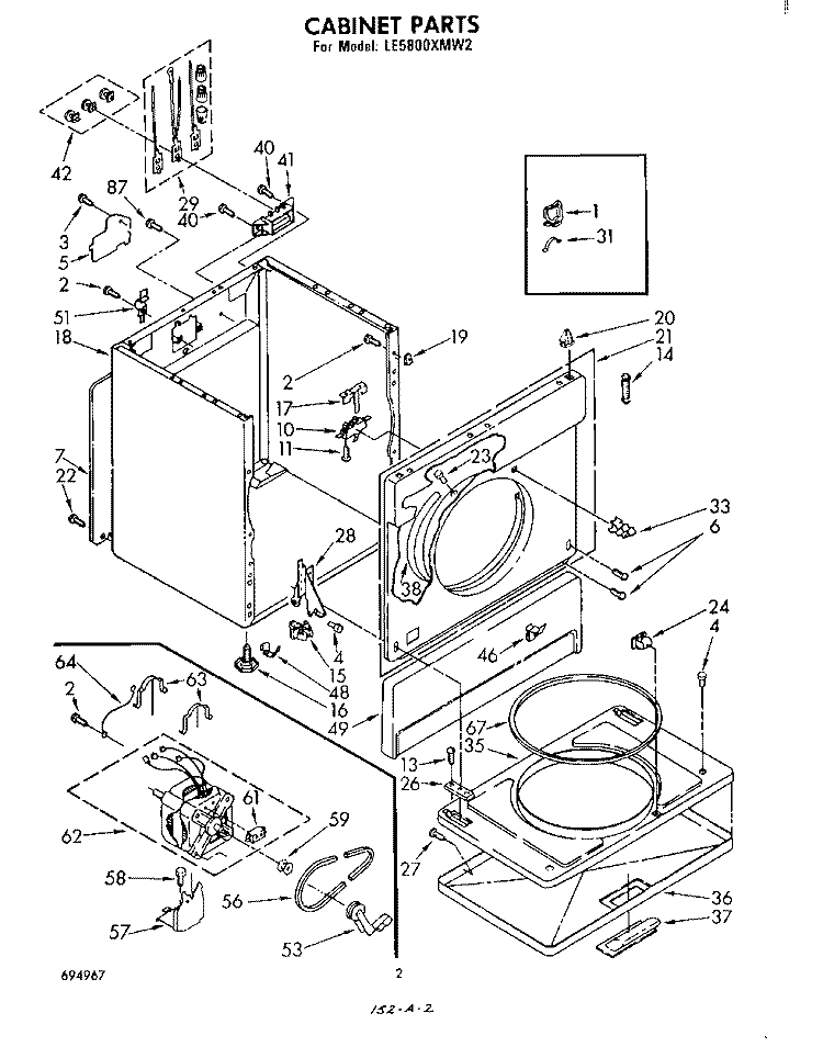 SECTION Diagram and Parts List for LE5800XMW2  Whirlpool Dryer