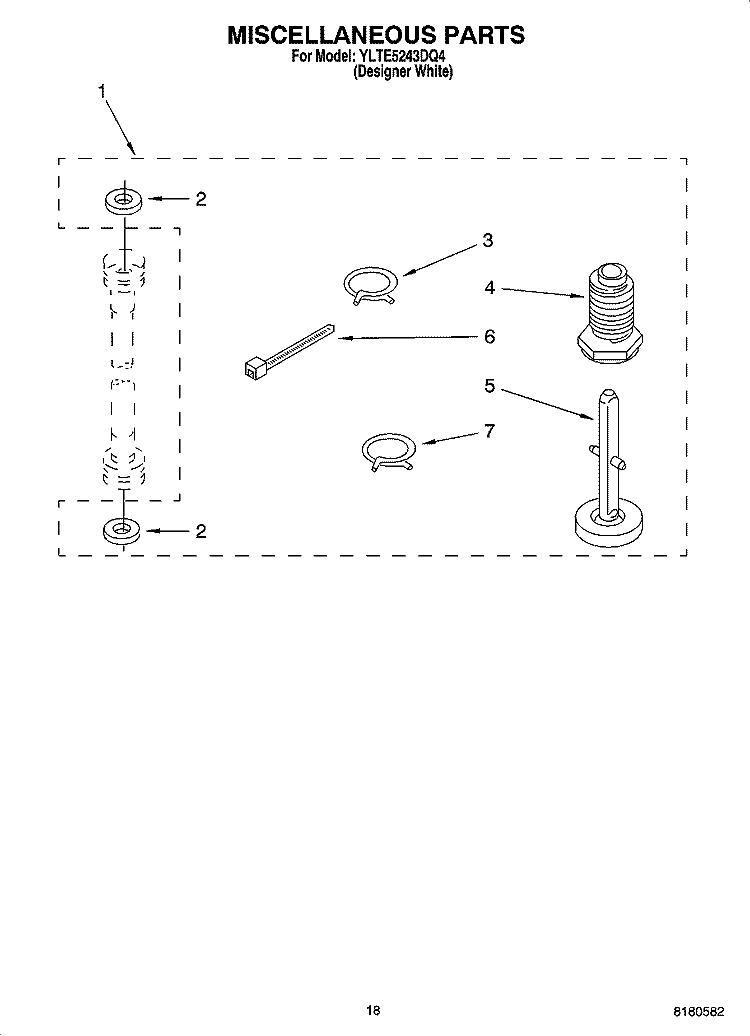 MISCELLANEOUS  PARTS, OPTIONAL PARTS (NOT INCLUDED) Diagram and Parts List for YLTE5243DQ4  Whirlpool Washer Dryer Combo