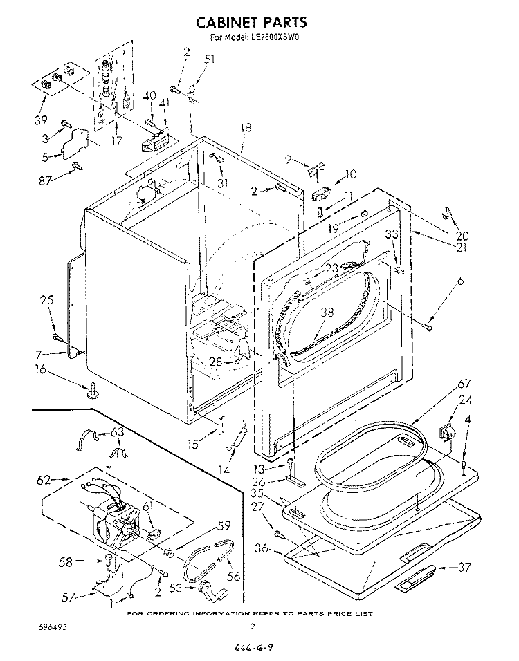 SECTION Diagram and Parts List for LE7800XSW0  Whirlpool Dryer