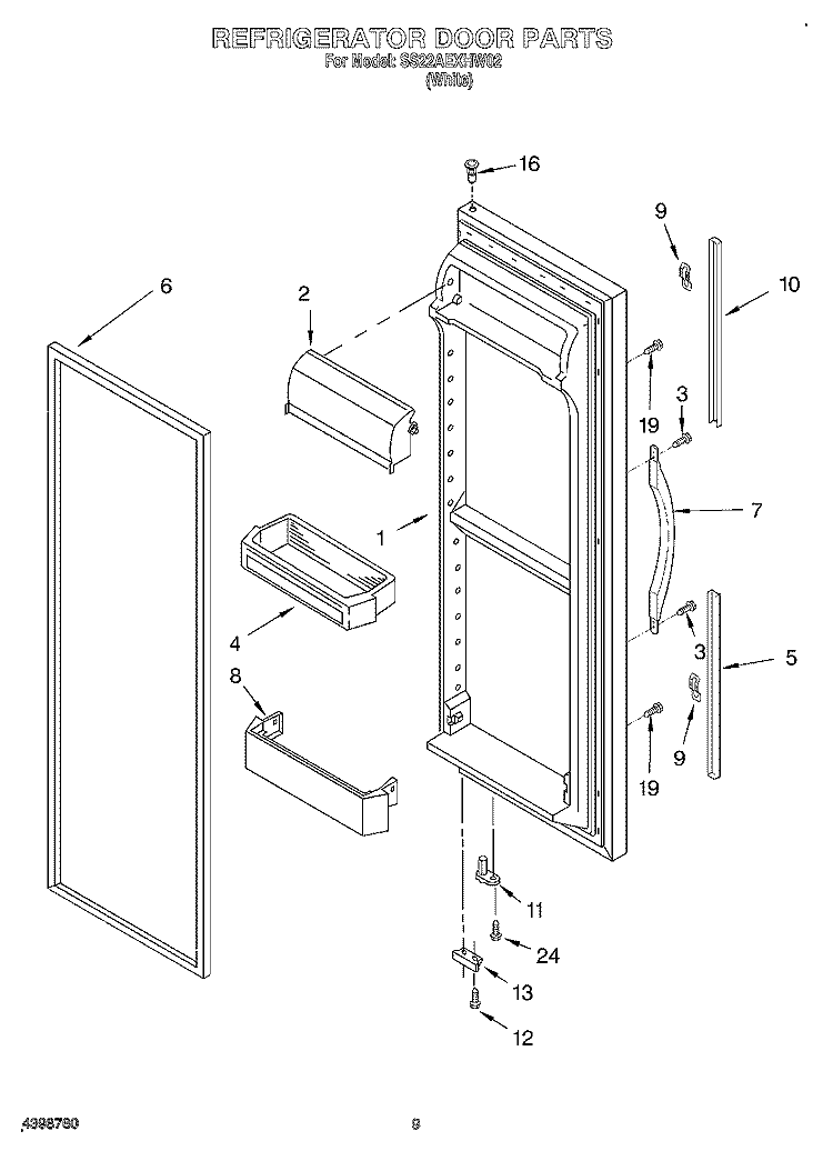REFRIGERATOR DOOR Diagram and Parts List for SS22AEXHW02  Whirlpool Refrigerator