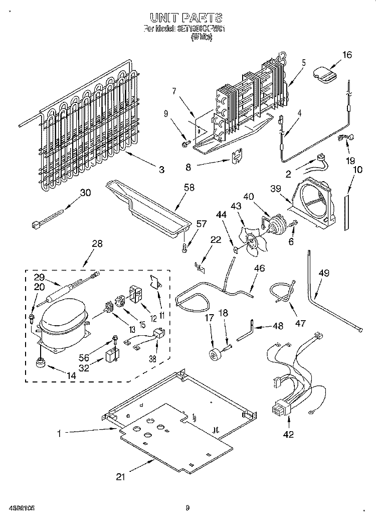UNIT Diagram and Parts List for 6ET19DKXFW01  Whirlpool Refrigerator