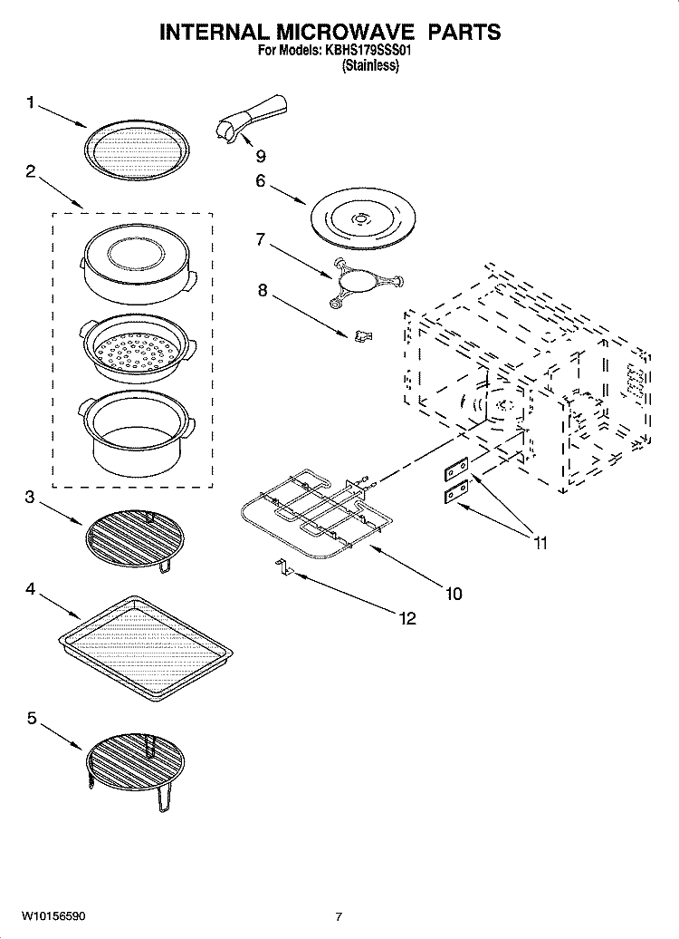 INTERNAL MICROWAVE PARTS, OPTIONAL PARTS Diagram and Parts List for KBHS179SSS01  KitchenAid Microwave