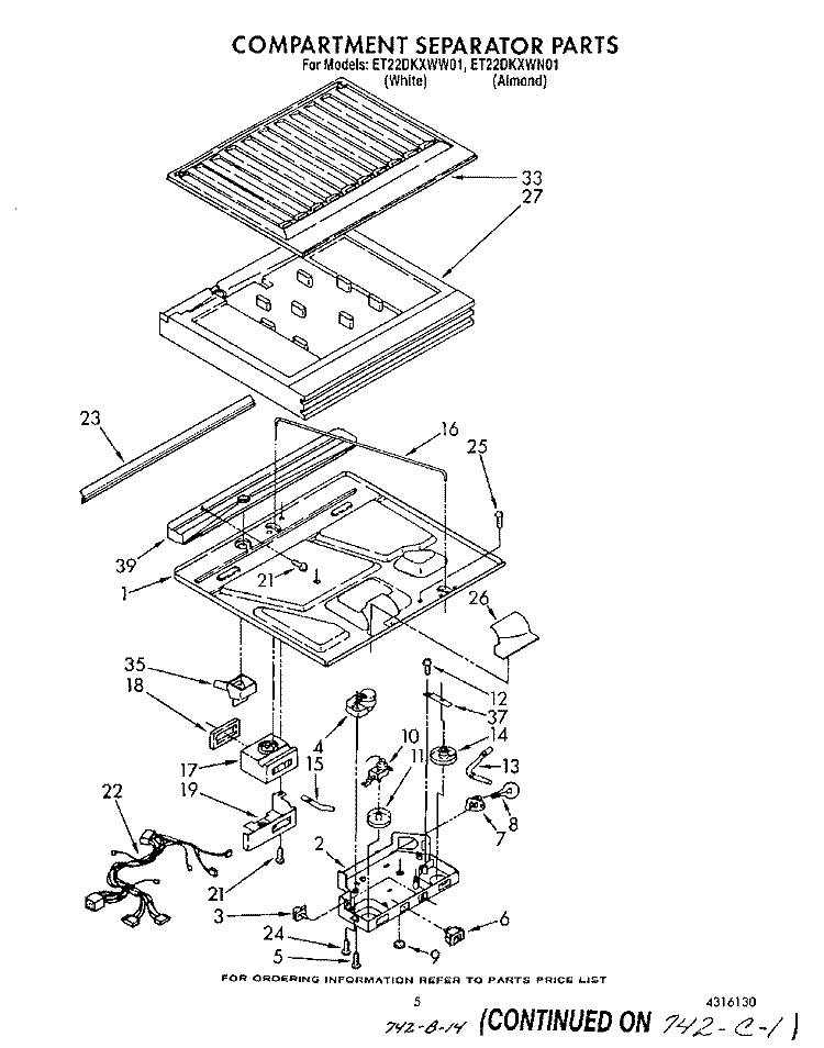 COMPARTMENT SEPARATOR Diagram and Parts List for ET22DKXWN01  Whirlpool Refrigerator
