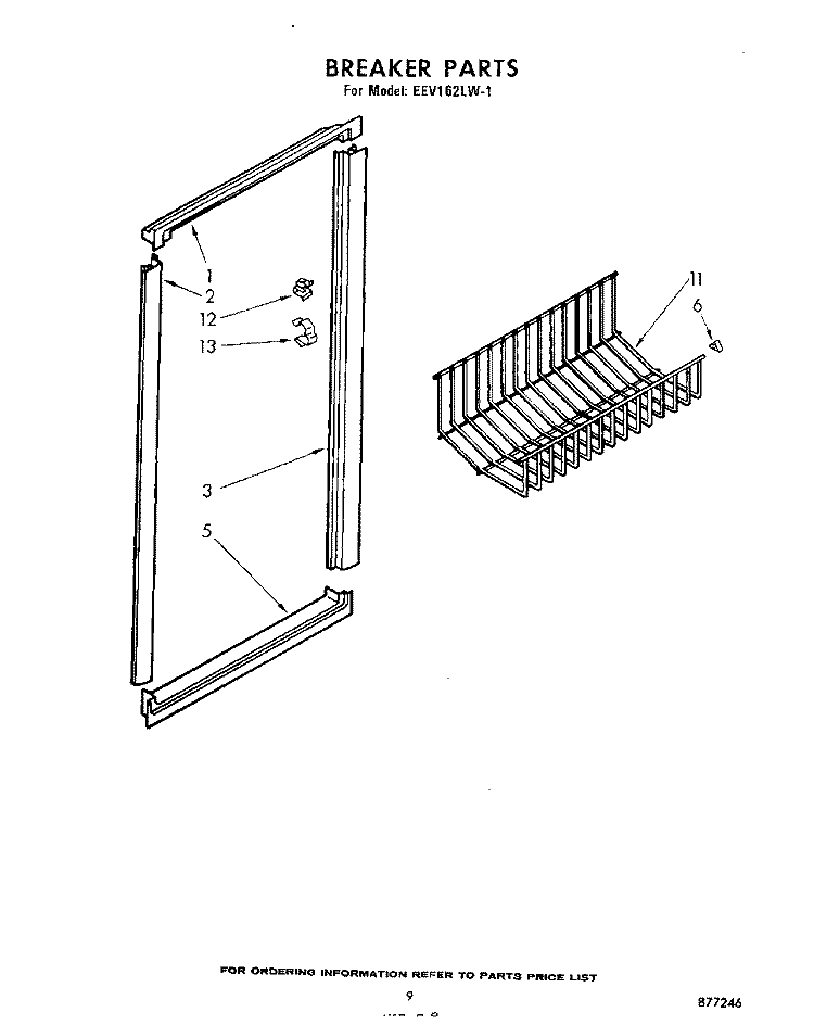 BREAKER Diagram and Parts List for EEV162LW1  Whirlpool Freezer