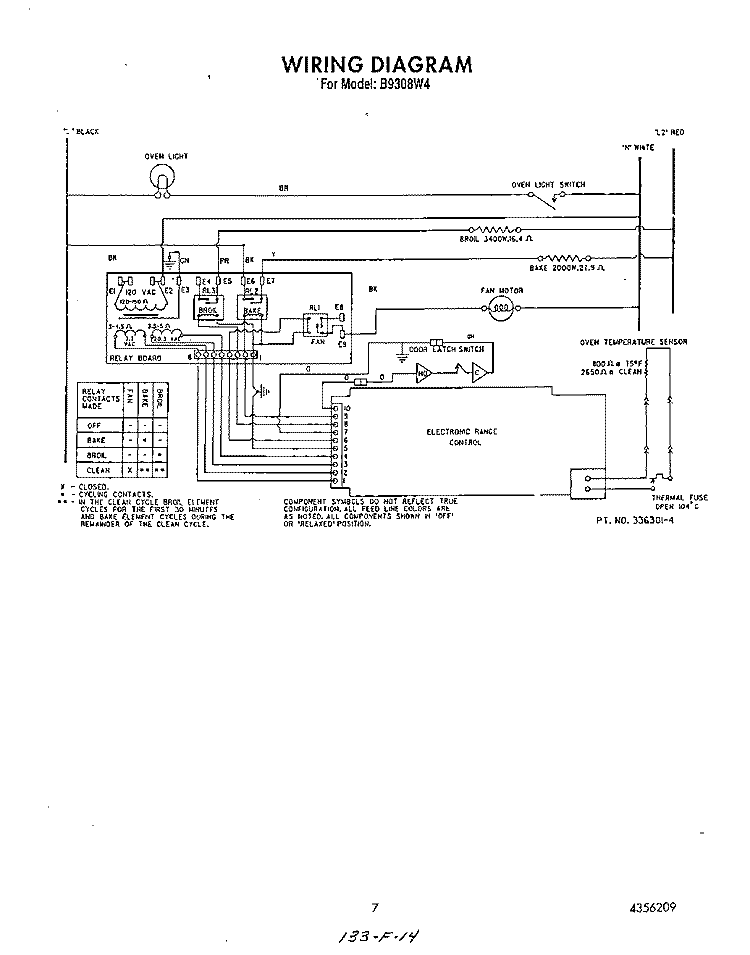 WIRING DIAGRAM Diagram and Parts List for B9308B4  Roper Wall Oven