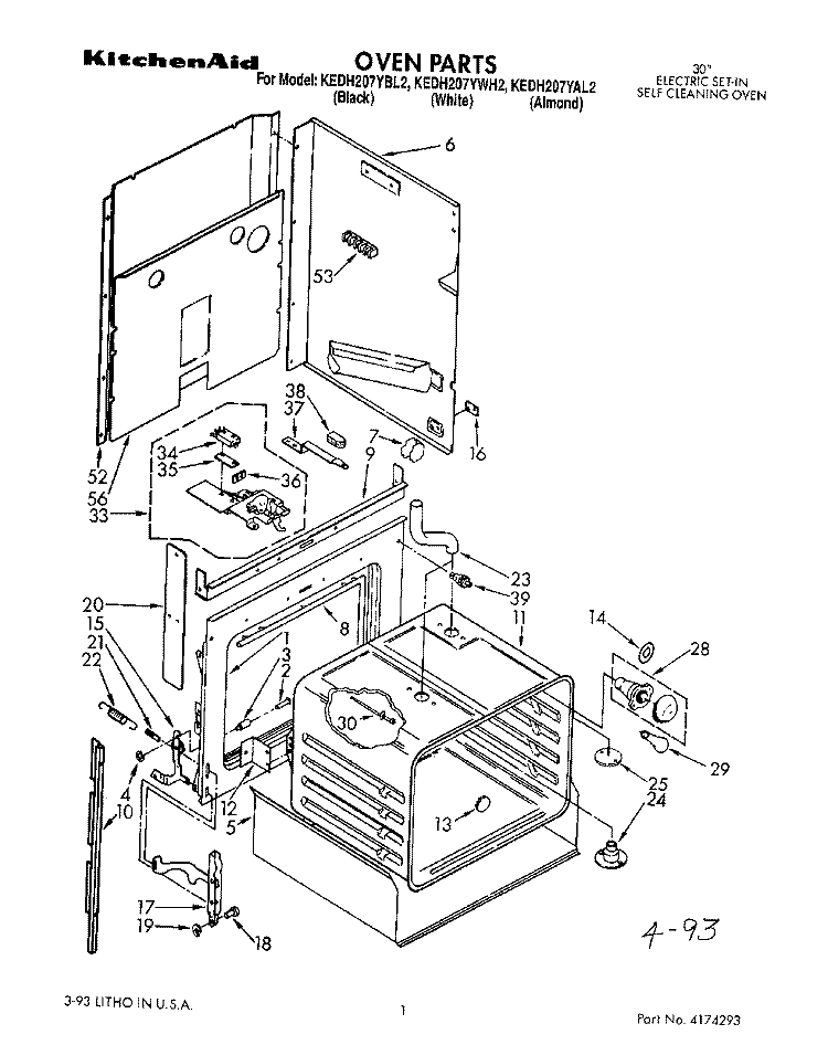 OVEN PARTS Diagram and Parts List for KEDH207YBL2  KitchenAid Range