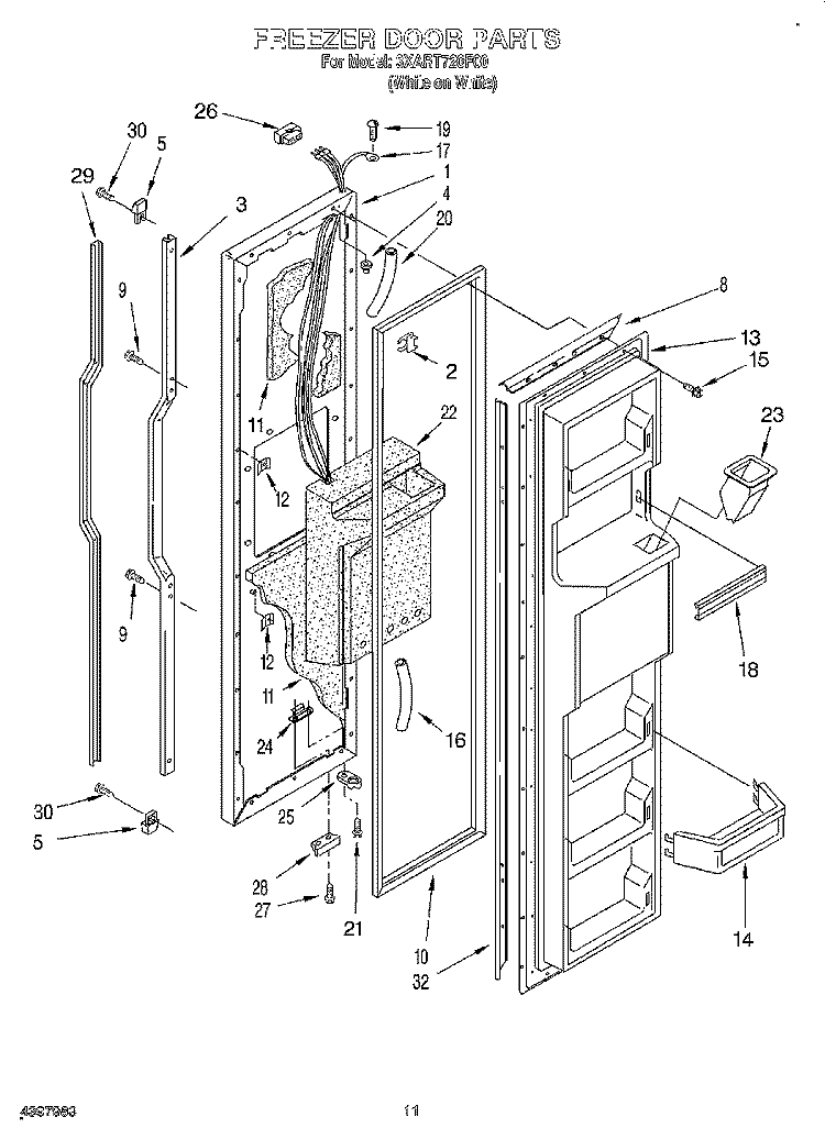 FREEZER DOOR Diagram and Parts List for 3XART720F00  Whirlpool Refrigerator