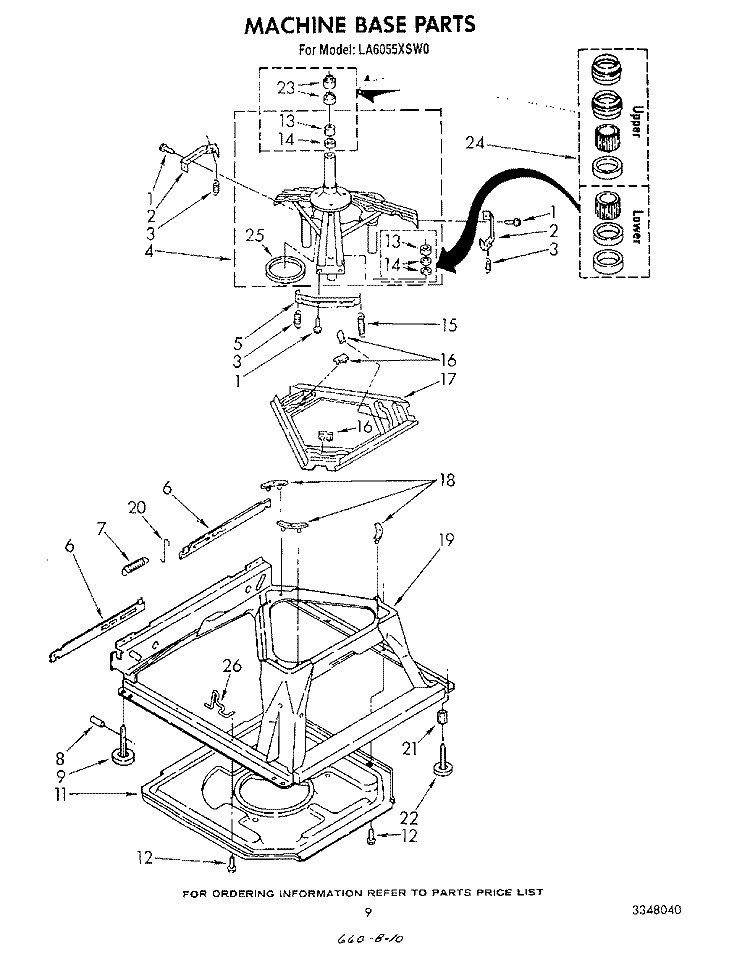 MACHINE BASE Diagram and Parts List for LA6055XSW0  Whirlpool Washer
