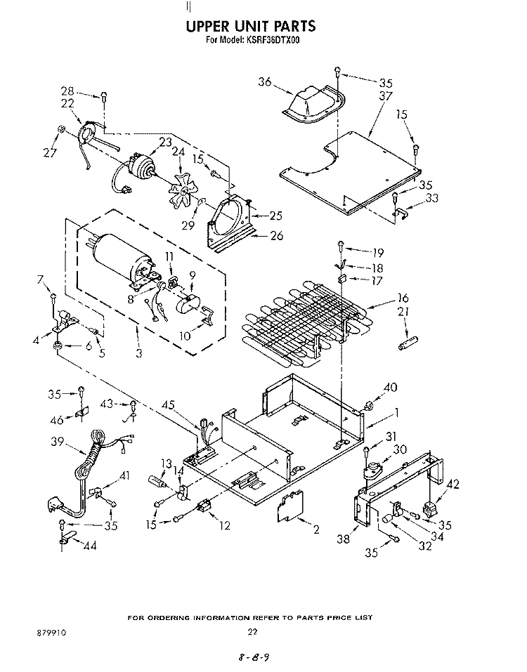 UPPER UNIT Diagram and Parts List for KSRF36DTX00  KitchenAid Refrigerator