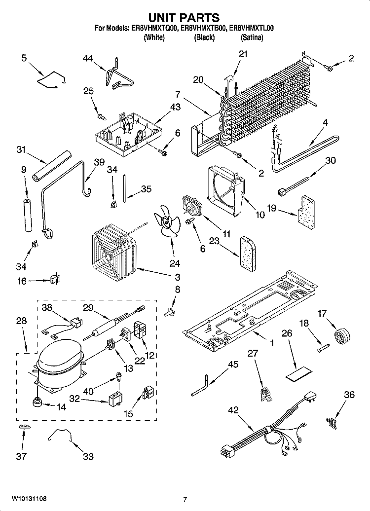 UNIT PARTS Diagram and Parts List for ER8VHMXTQ00  Whirlpool Refrigerator