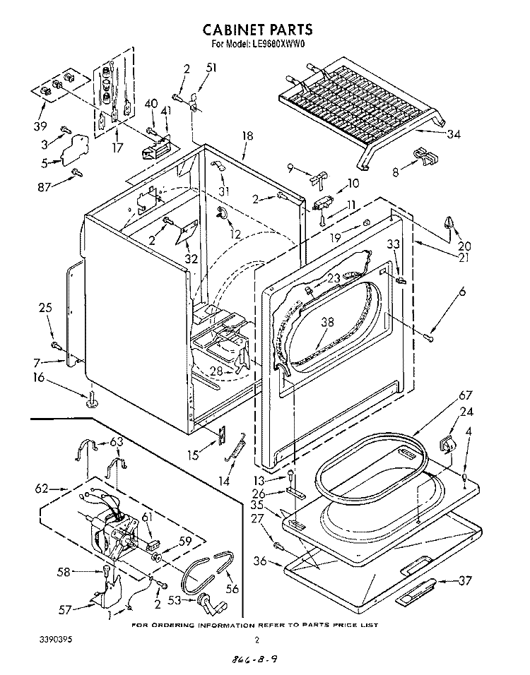 SECTION Diagram and Parts List for LE9680XWN0  Whirlpool Dryer
