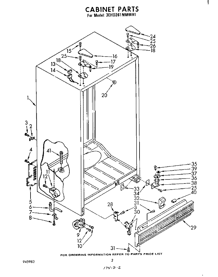 CABINET Diagram and Parts List for 3EHD261MMWR1  Whirlpool Refrigerator