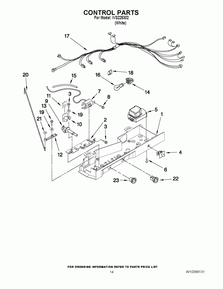 CONTROL PARTS Diagram and Parts List for IVS225302  Inglis Refrigerator