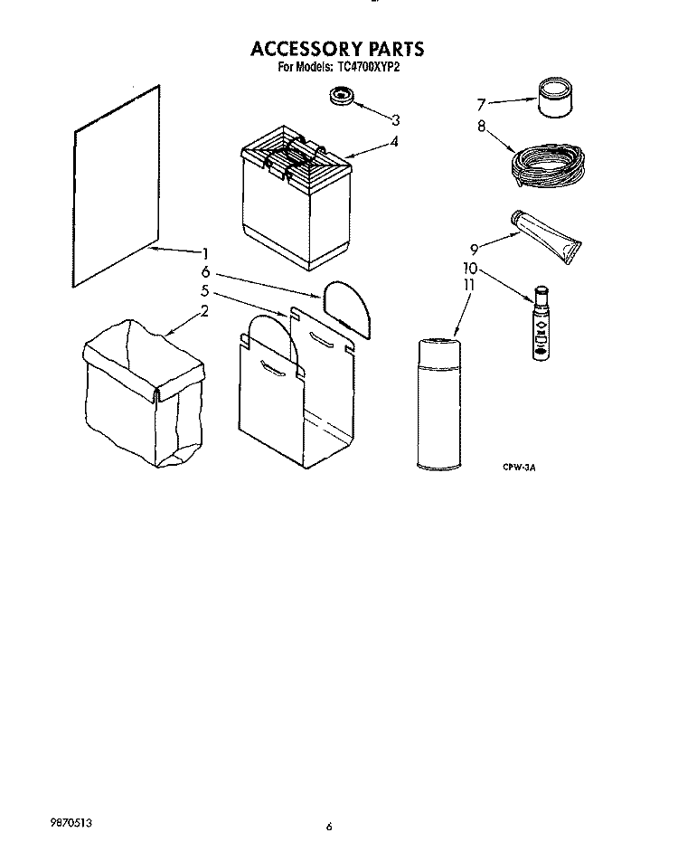 ACCESSORY Diagram and Parts List for TC4700XYP2  Whirlpool Trash Compactor