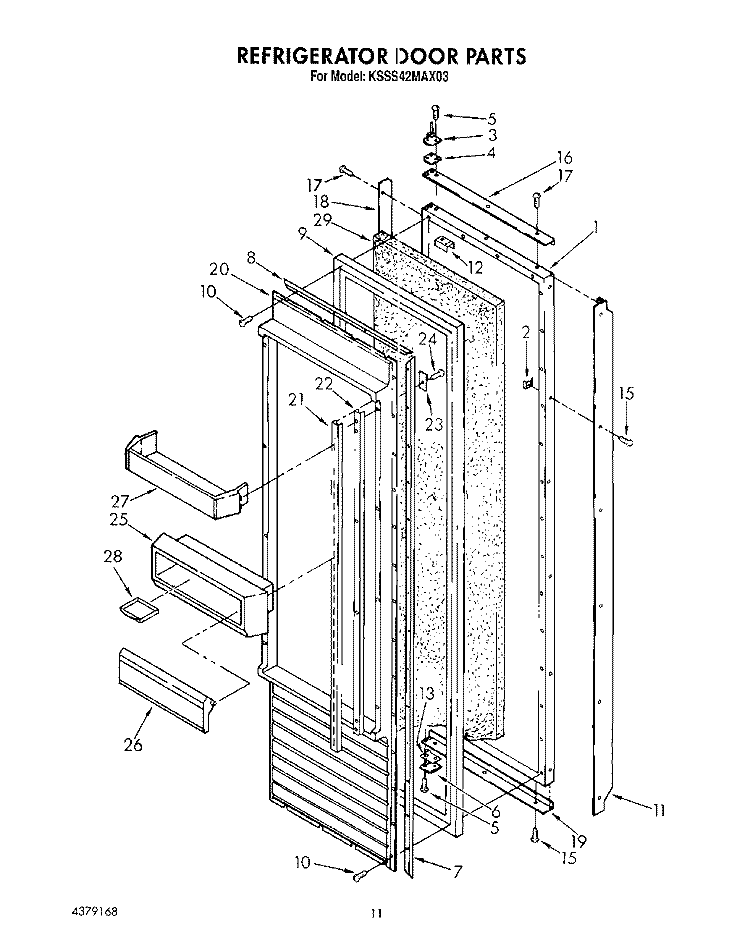 REFRIGERATOR DOOR Diagram and Parts List for KSSS42MAX03  KitchenAid Refrigerator