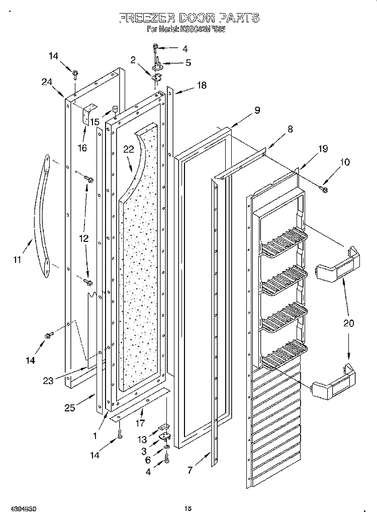 FREEZER DOOR Diagram and Parts List for KSSC42MFS05  KitchenAid Refrigerator