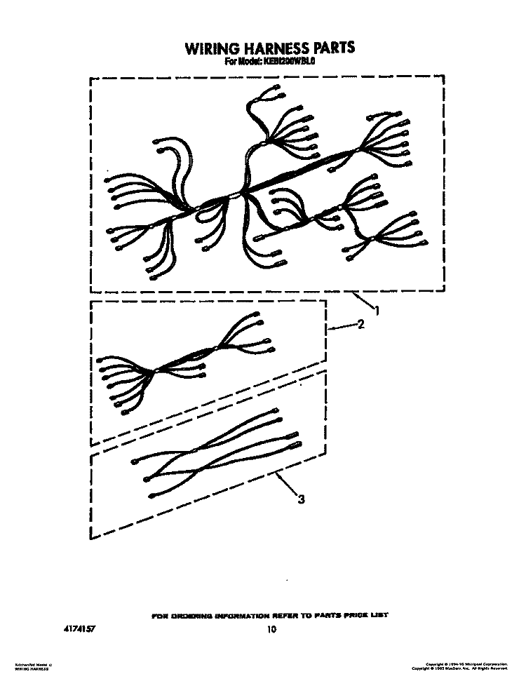 WIRING HARNESS Diagram and Parts List for KEBI200WBL0  KitchenAid Wall Oven