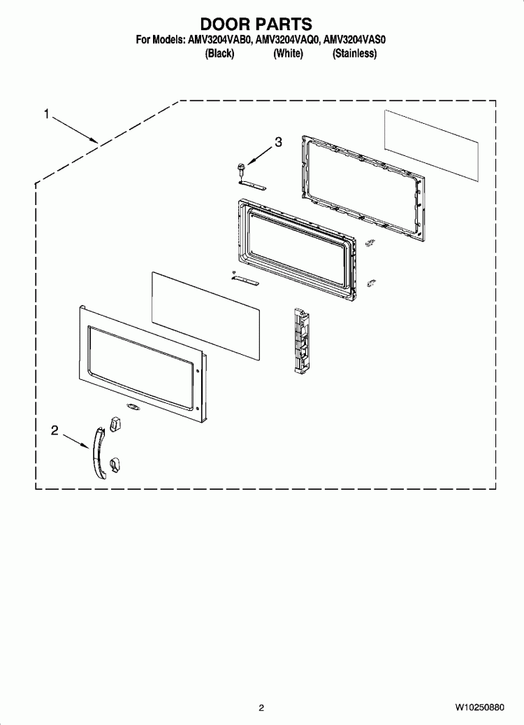 DOOR PARTS Diagram and Parts List for AMV3204VAS0  Amana Microwave
