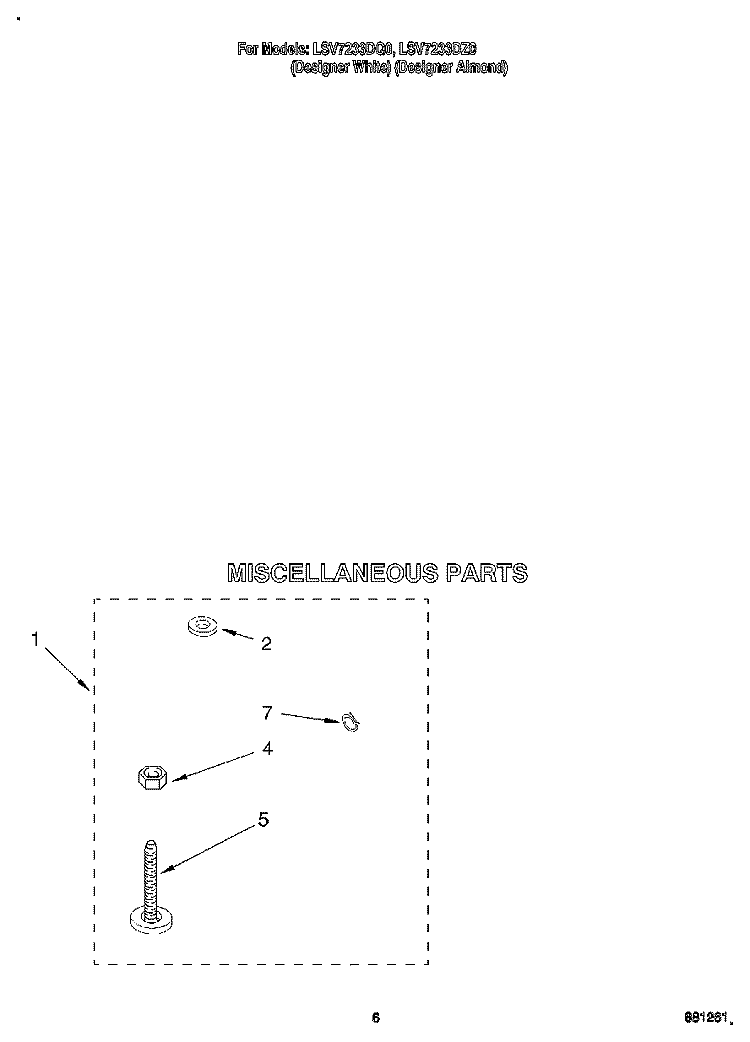 MISCELLANEOUS Diagram and Parts List for LSV7233DZ0  Whirlpool Washer