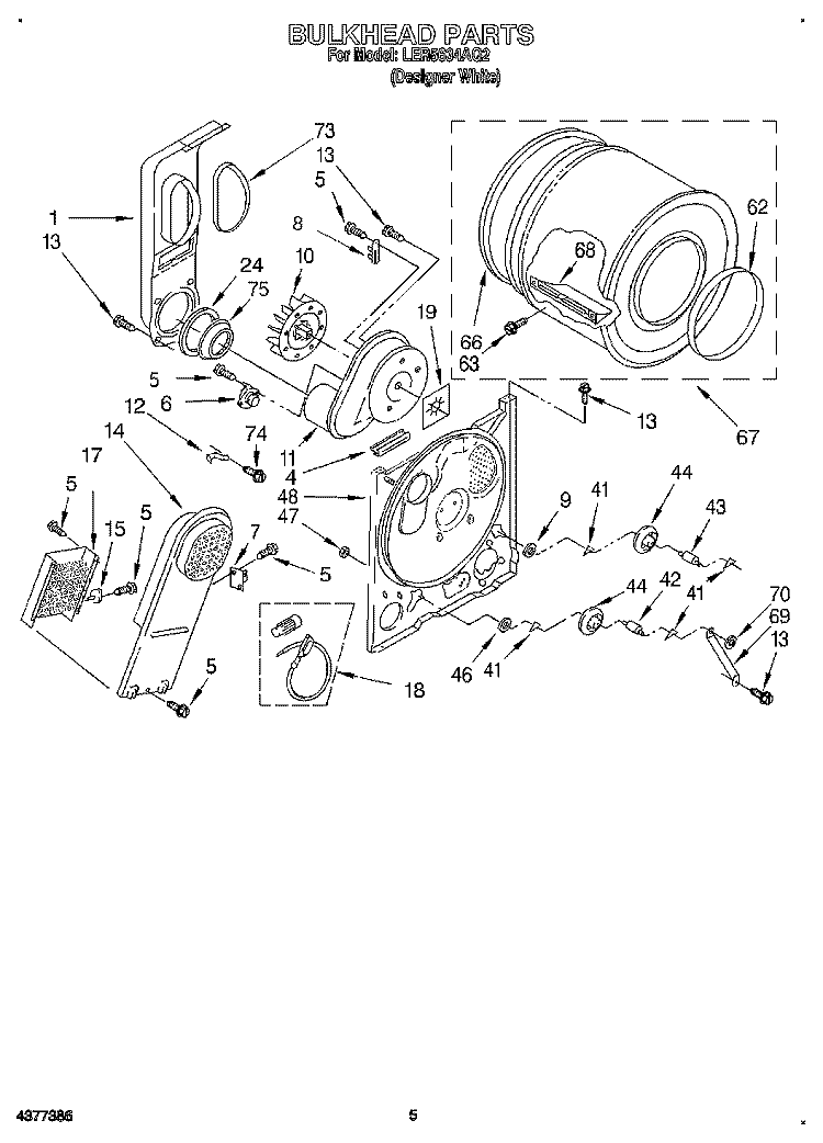 SECTION Diagram and Parts List for LER5634AQ2  Whirlpool Dryer