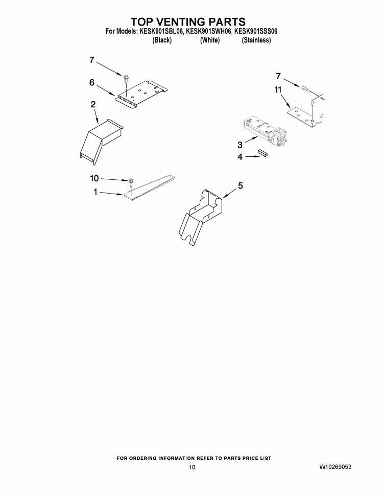 TOP VENTING PARTS Diagram and Parts List for KESK901SSS06  KitchenAid Range