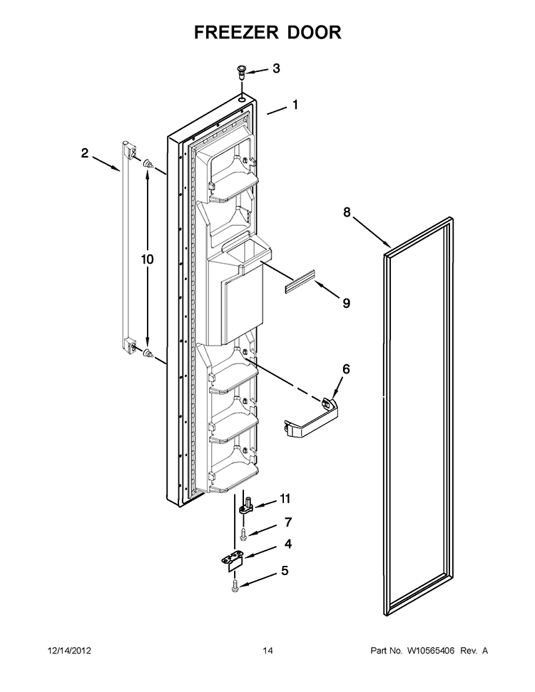 FREEZER DOOR Diagram and Parts List for ISF25D2XBM00  Whirlpool Refrigerator
