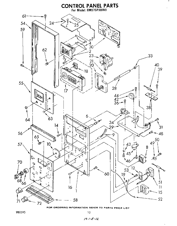 CONTROL PANEL Diagram and Parts List for RM975PXKW0  Whirlpool Microwave Oven Combo