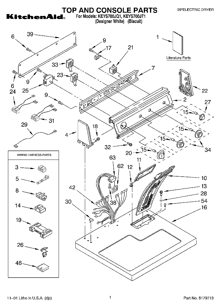 SECTION Diagram and Parts List for KEYS700JQ1  KitchenAid Dryer