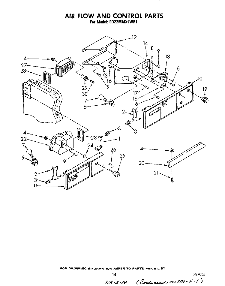 AIR FLOW AND CONTROL Diagram and Parts List for ED22MMXLWR1  Whirlpool Refrigerator