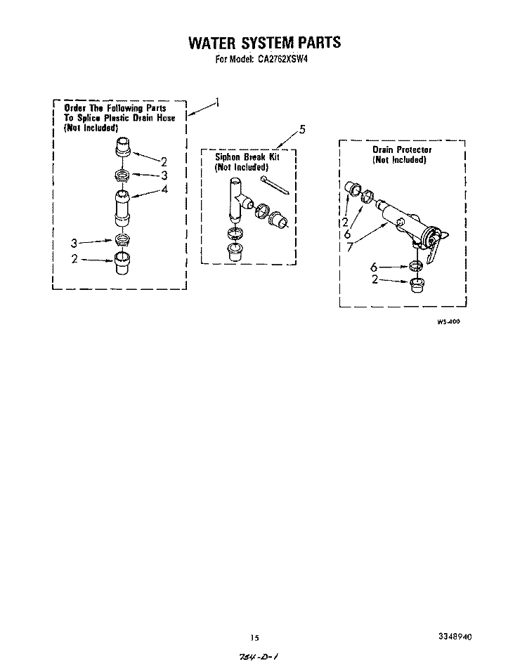 WATER SYSTEM Diagram and Parts List for CA2762XSW4  Whirlpool Washer