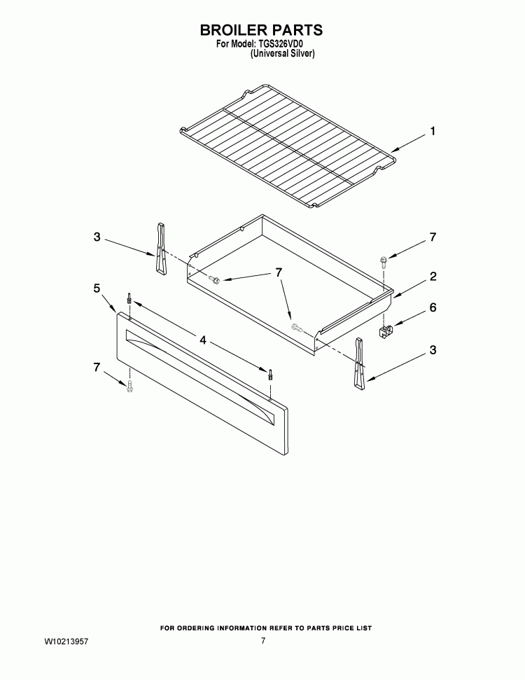 BROILER PARTS Diagram and Parts List for TGS326VD0  Estate Range