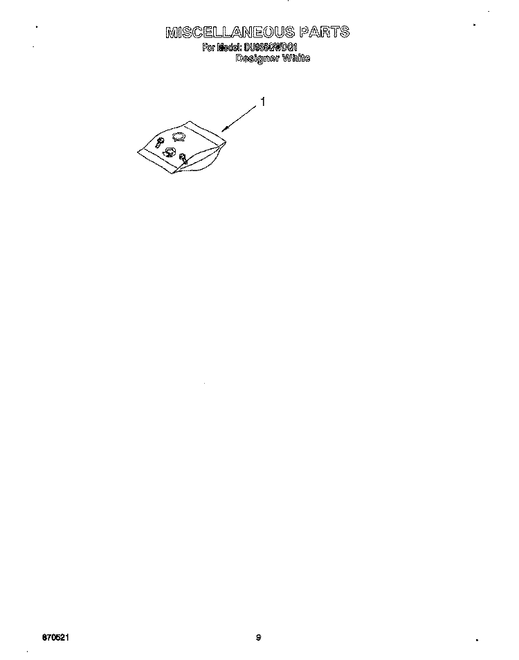 MISCELLANEOUS, LIT/OPTIONAL Diagram and Parts List for DU935QWDQ1  Whirlpool Dishwasher